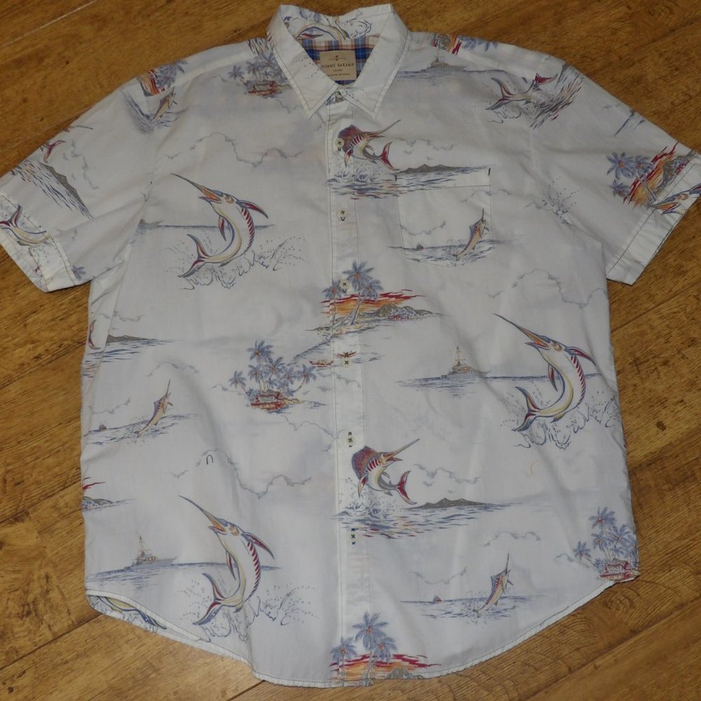 Tommy Bahama Jeans Sailfish (?), Button Shirt, XXL